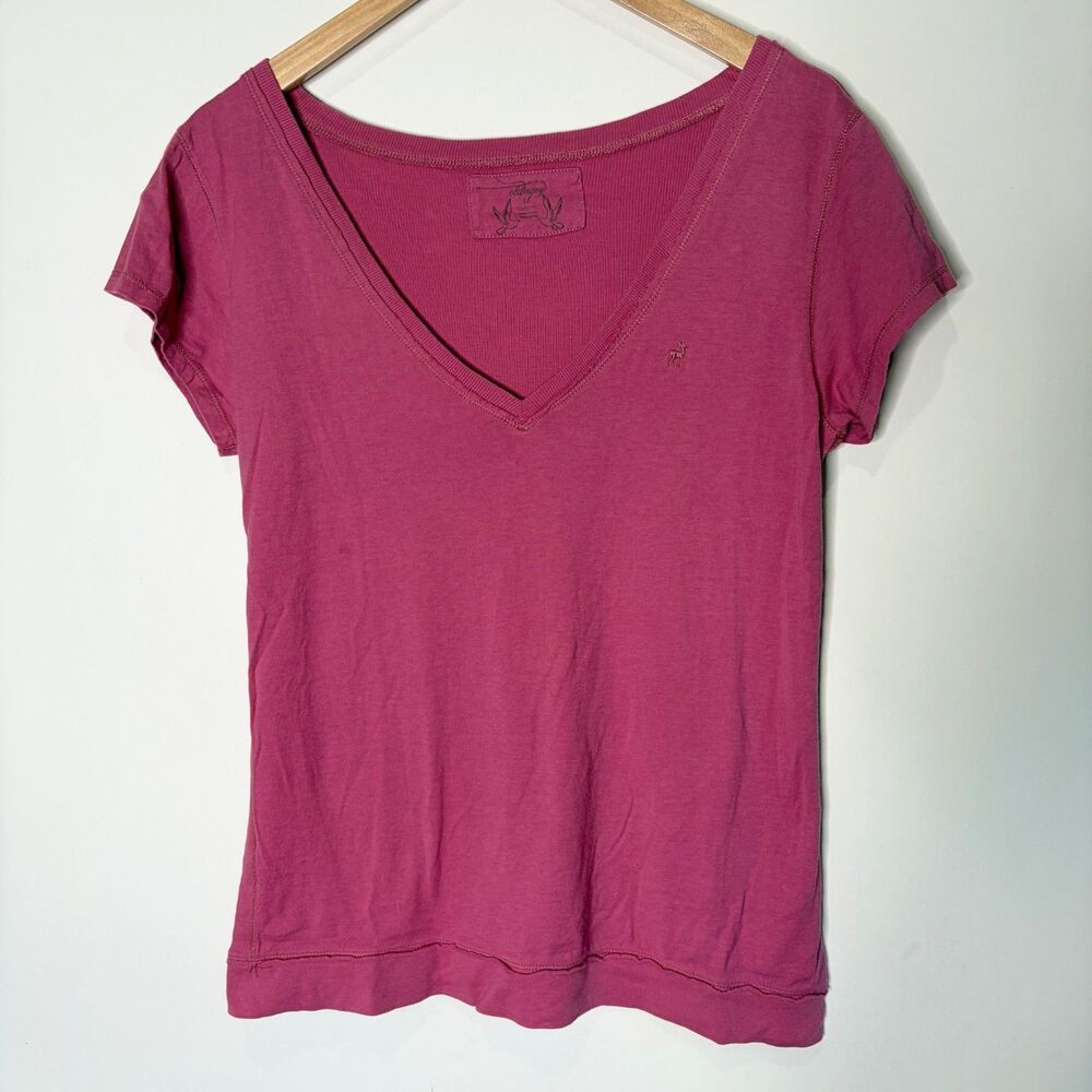 Vintage Old Navy Y2K 2000s T-Shirt Pink Ribbed Layered Look V-Neck Women XL